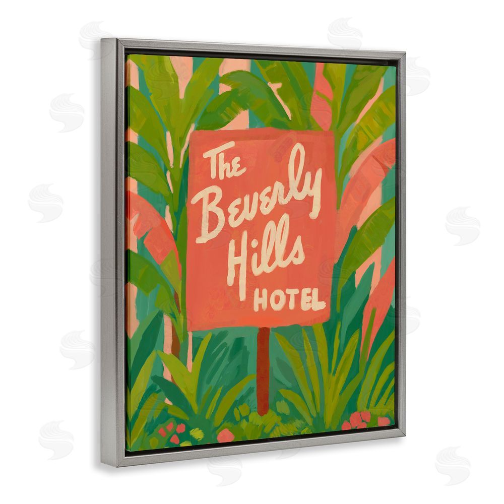 Amelia Noyes Tropical Beverly Hills Hotel Gray Floating Frame Canvas Wall Art Print