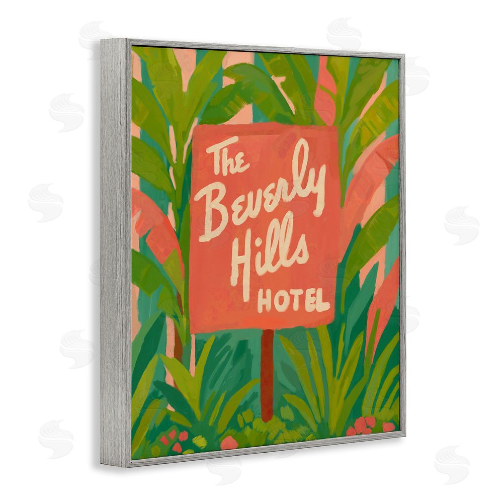 Amelia Noyes Tropical Beverly Hills Hotel Gray Framed Giclee Wall Art Print