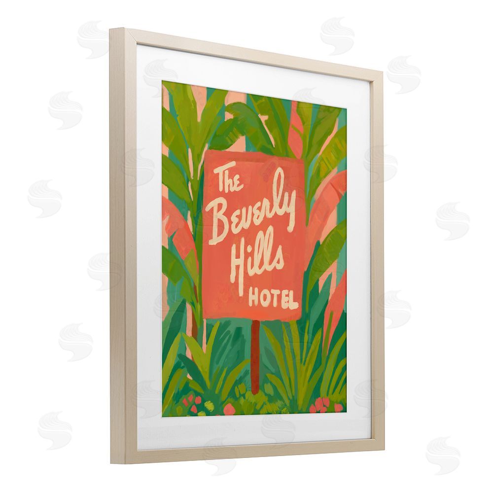 Amelia Noyes Tropical Beverly Hills Hotel Brown Framed Print Under Glass Wall Art