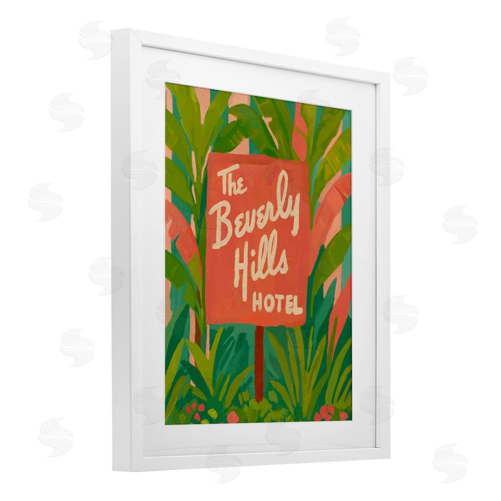 Amelia Noyes Tropical Beverly Hills Hotel White Framed Print Under Glass Wall Art
