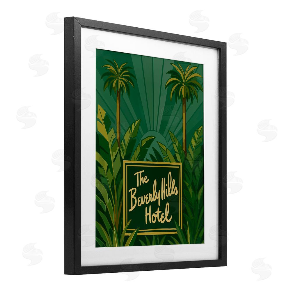 Amelia Noyes Retro Beverly Hills Hotel Black Framed Print Under Glass Wall Art