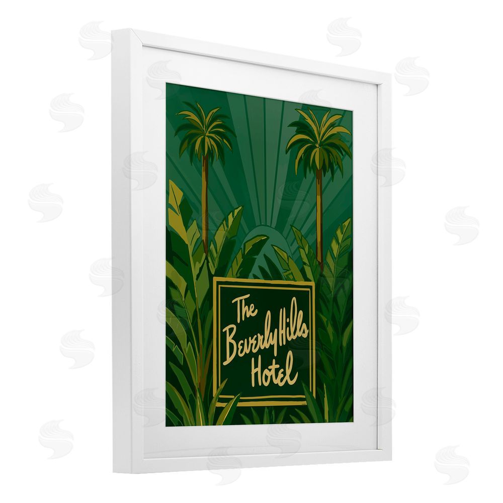 Amelia Noyes Retro Beverly Hills Hotel White Framed Print Under Glass Wall Art