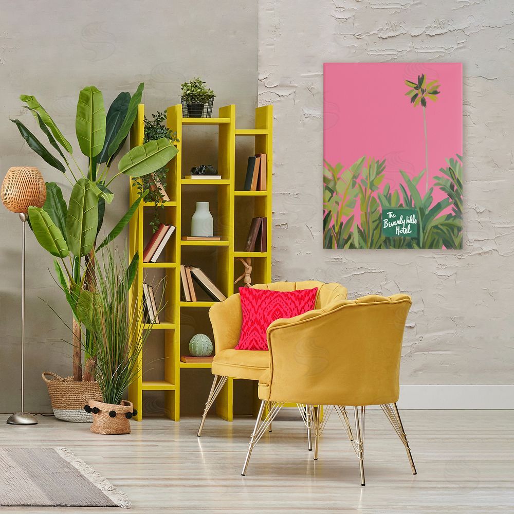 Amelia Noyes Beverly Hills Pink & Green Stretched Canvas Wall Art in Room
