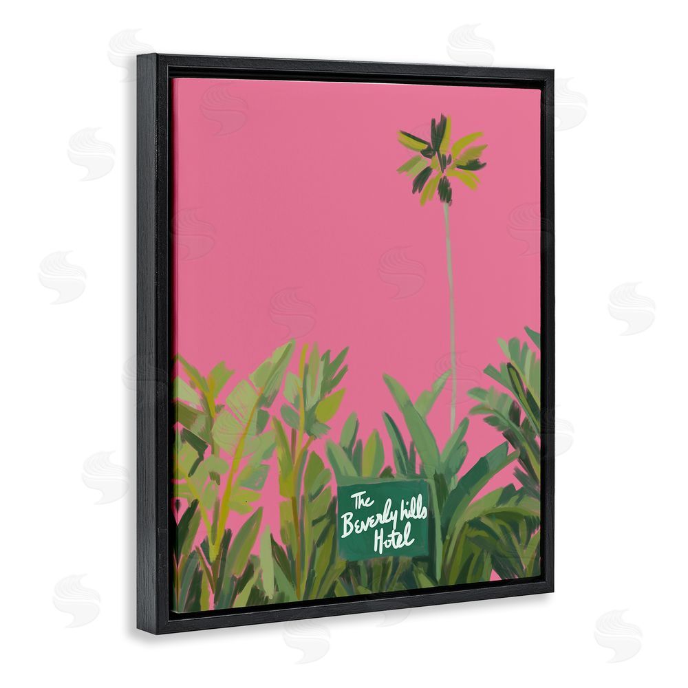 Amelia Noyes Beverly Hills Pink & Green Black Floating Frame Canvas Wall Art Print