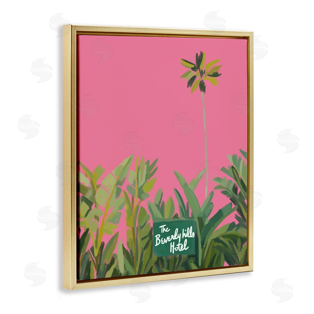 Amelia Noyes Beverly Hills Pink & Green Gold Floating Frame Canvas Wall Art Print