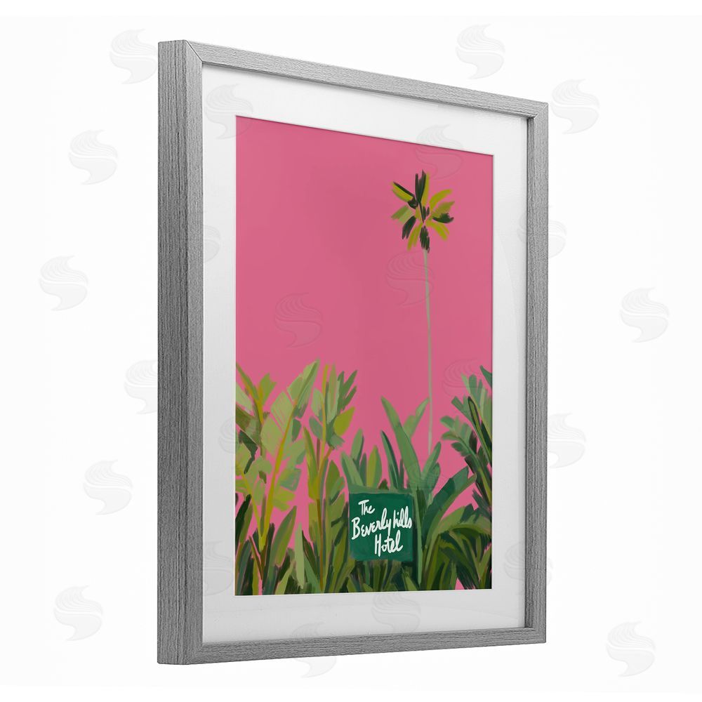 Amelia Noyes Beverly Hills Pink & Green Gray Framed Print Under Glass Wall Art