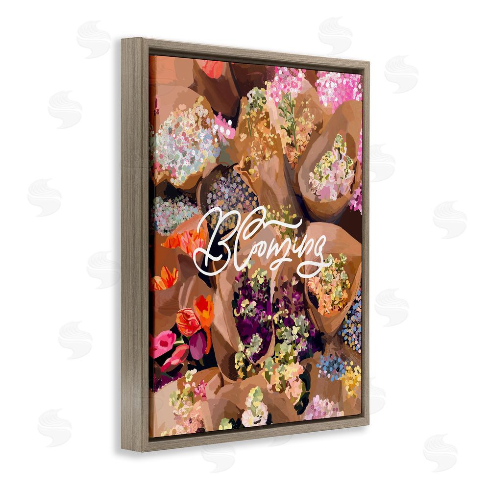 Amelia Noyes Blooming Spring Bouquets Brown Floating Frame Canvas Wall Art Print