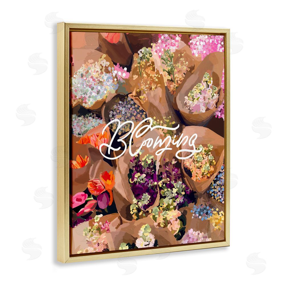 Amelia Noyes Blooming Spring Bouquets Gold Floating Frame Canvas Wall Art Print