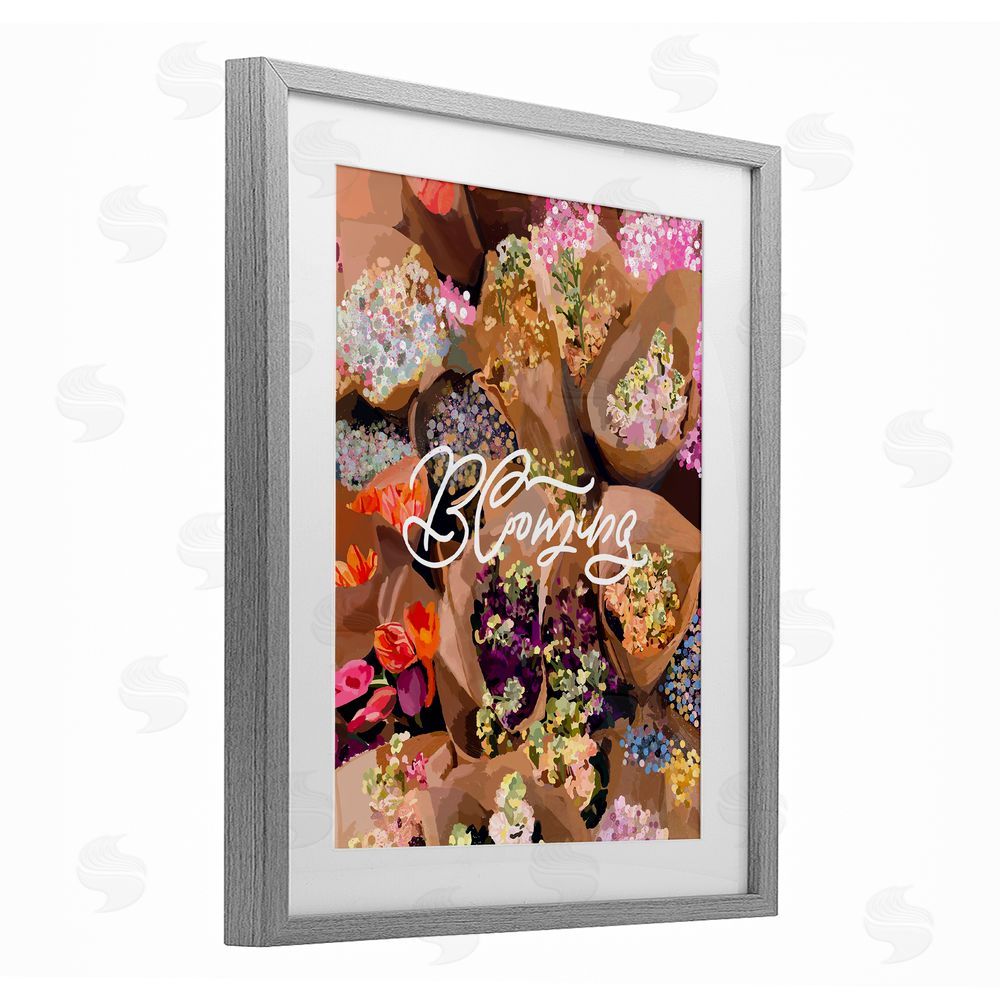 Amelia Noyes Blooming Spring Bouquets Gray Framed Print Under Glass Wall Art