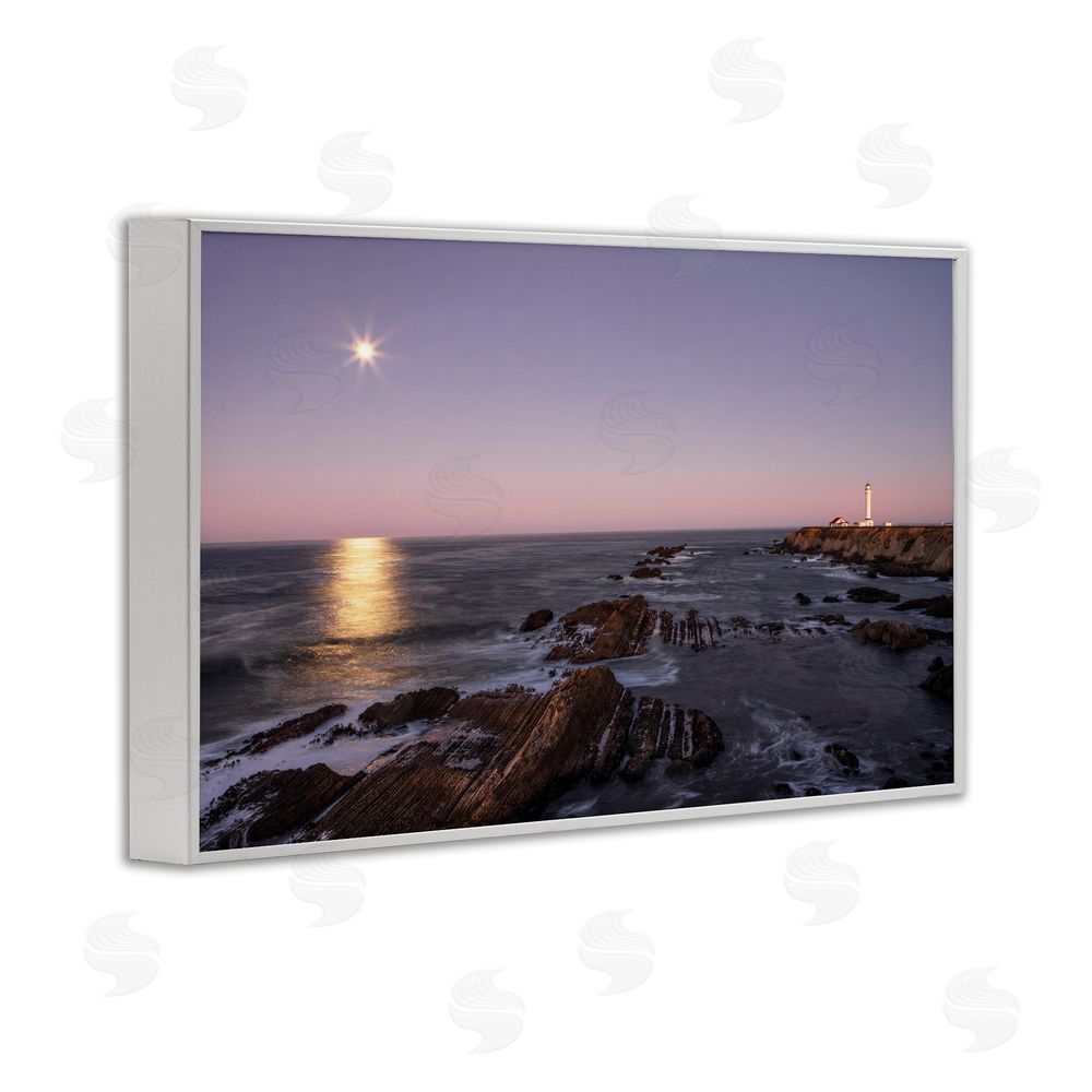Shelley Carlisle Moon Arena Coastline White Framed Giclee Wall Art Print