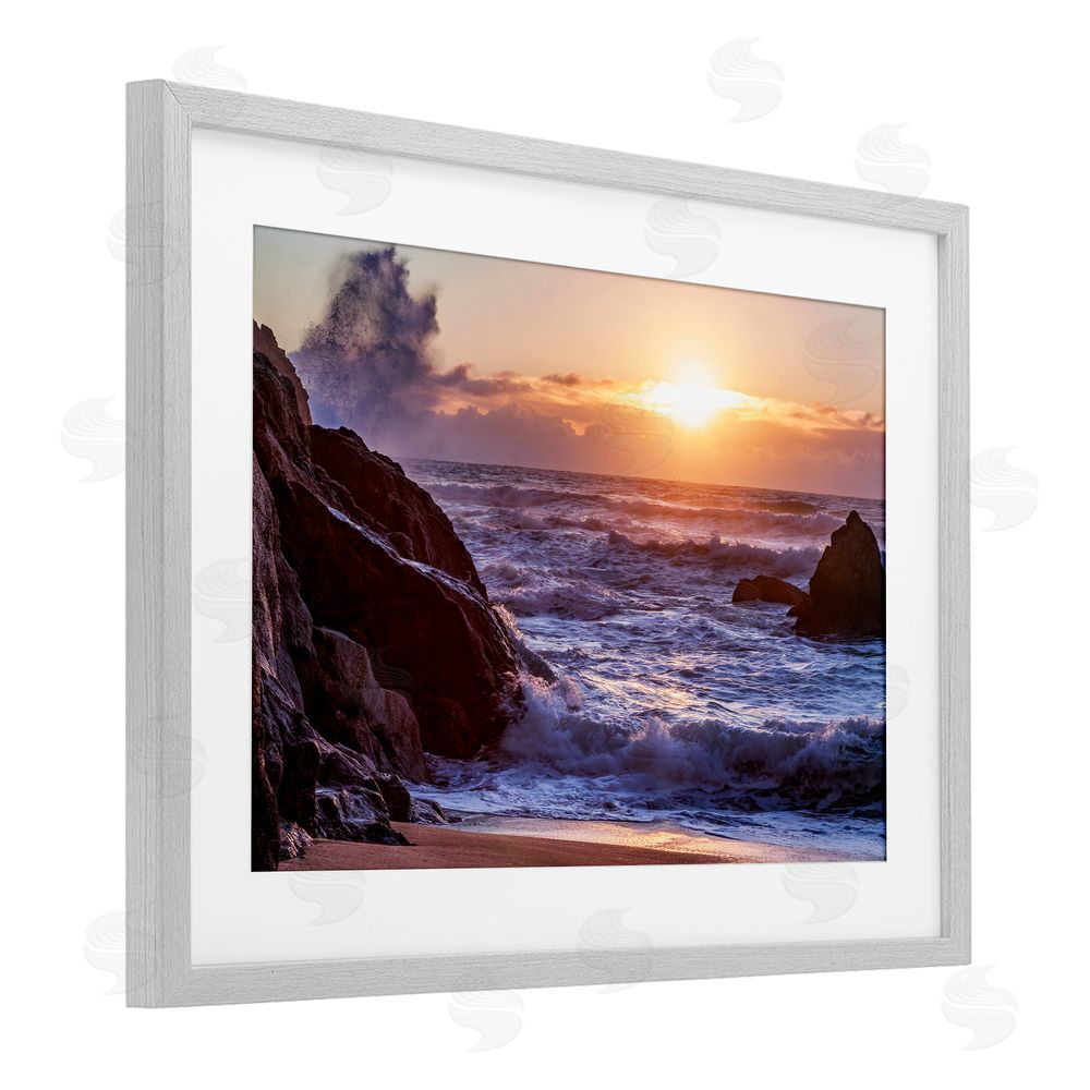 Shelley Carlisle Siren Song Rocky Shore Gray Framed Print Under Glass Wall Art