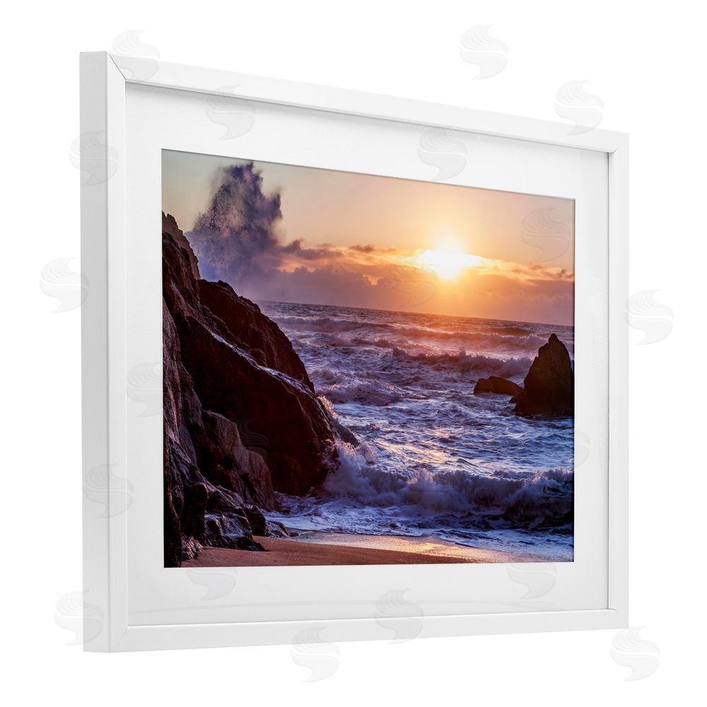Shelley Carlisle Siren Song Rocky Shore White Framed Print Under Glass Wall Art