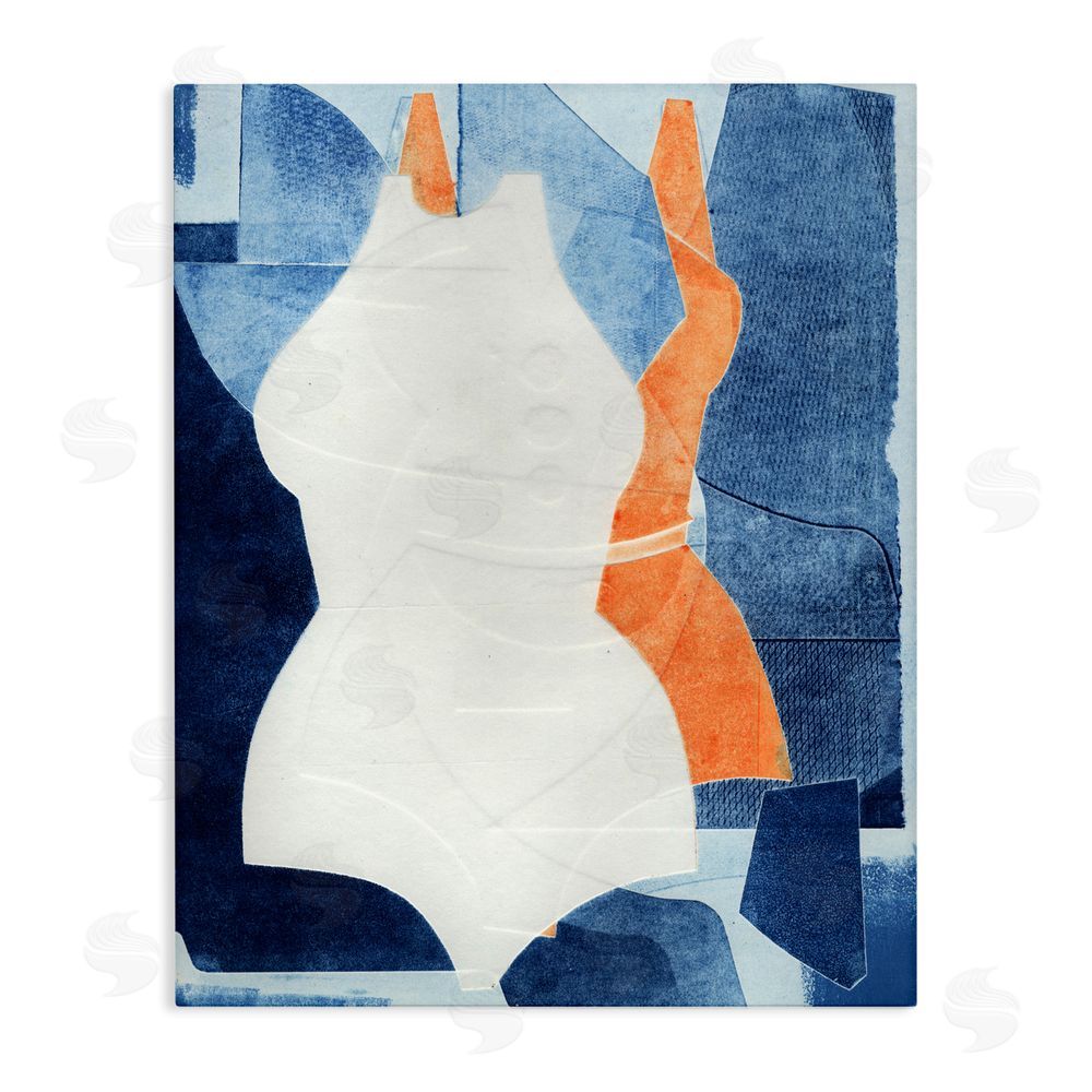 Stacy Milrany Abstract Fashion Shapes Blue Stretched Canvas Wall Art Print