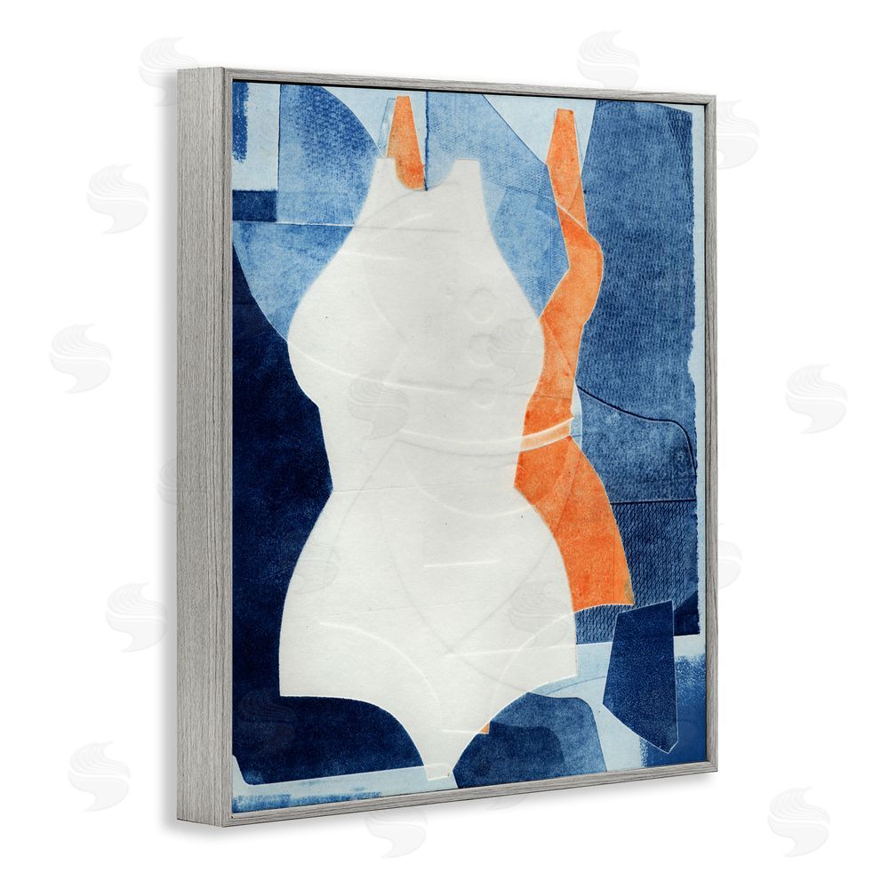 Stacy Milrany Abstract Fashion Shapes Blue Gray Framed Giclee Wall Art Print