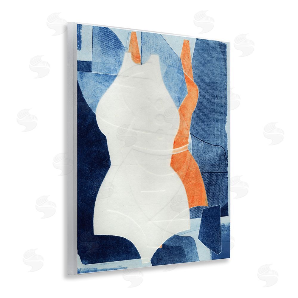 Stacy Milrany Abstract Fashion Shapes Blue Wall Plaque Art Print with White Foil Wrap