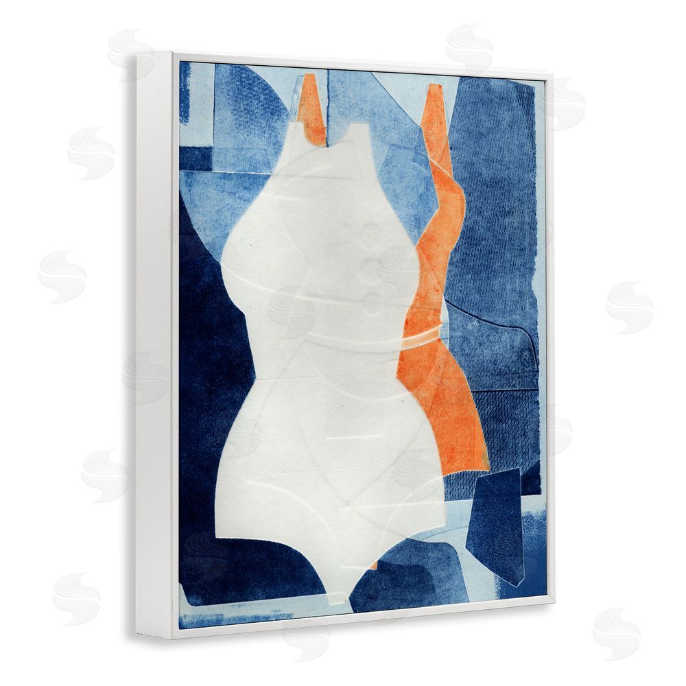 Stacy Milrany Abstract Fashion Shapes Blue White Framed Giclee Wall Art Print