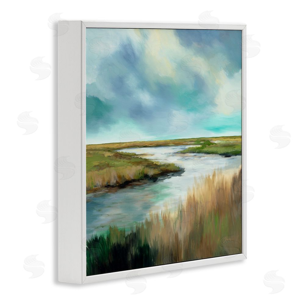 Liz Jardine Tranquil Meadow and Wetlands White Framed Giclee Wall Art Print