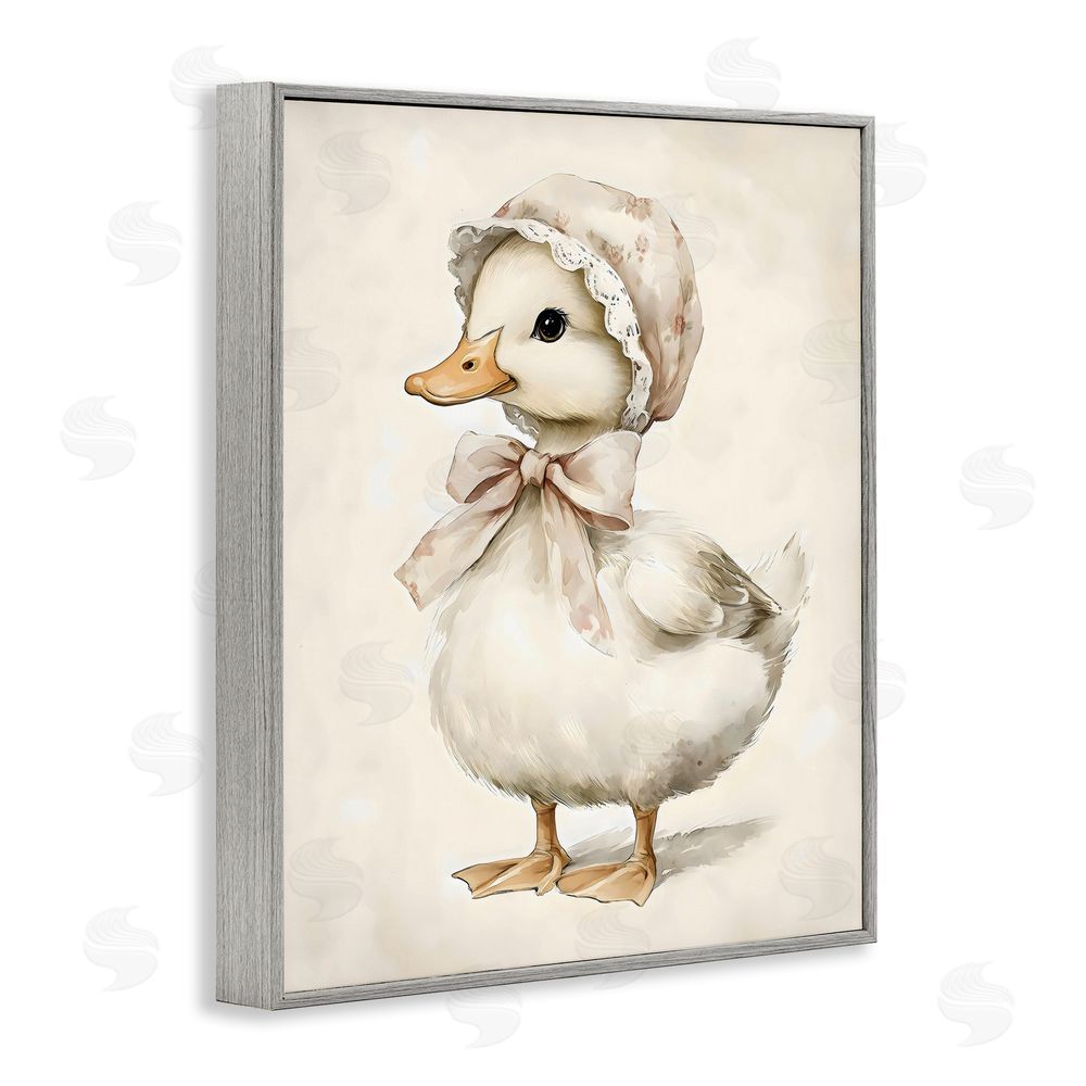 Arlington Prints Duck Wearing Bonnet Gray Framed Giclee Wall Art Print
