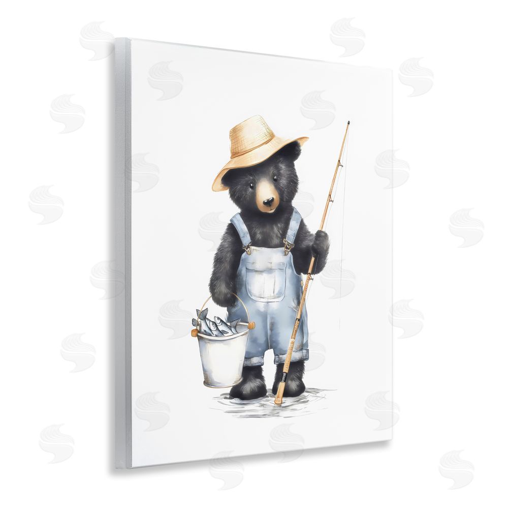Arlington Prints Fishing Bear in Straw Hat Wall Plaque Home Decor Art Print