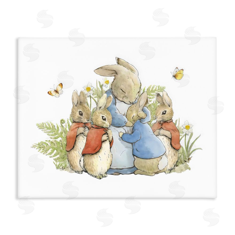 Arlington Prints Hugging Mother Rabbit Stretched Canvas Wall Art