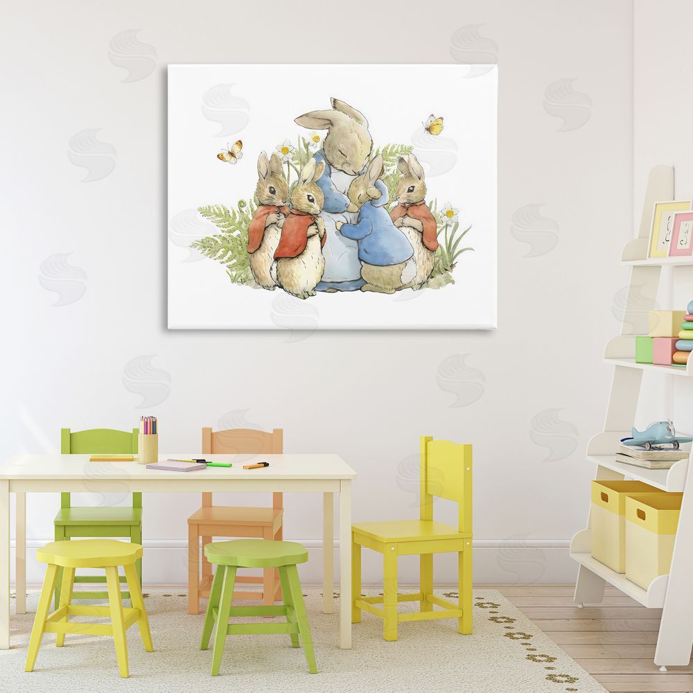 Arlington Prints Hugging Mother Rabbit Stretched Canvas Wall Art in Room