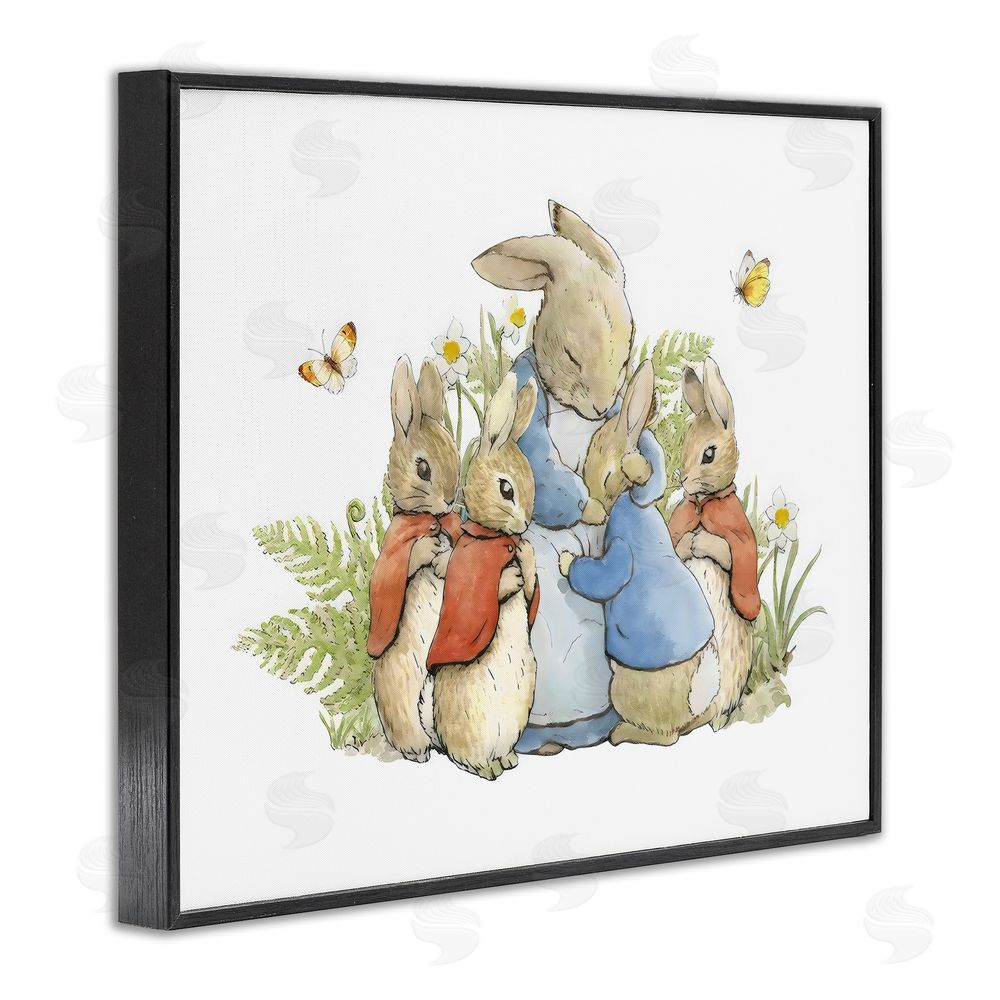 Arlington Prints Hugging Mother Rabbit Blacked Framed Giclee Wall Art Print