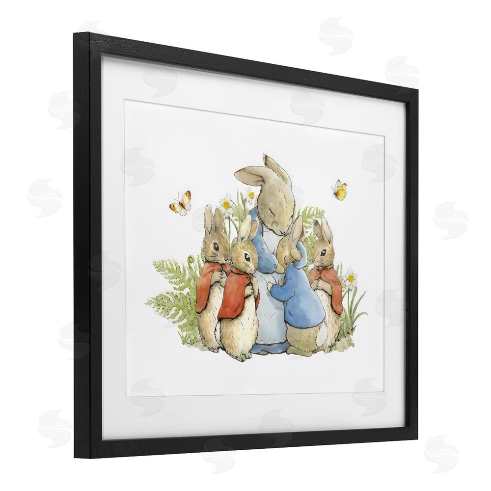Arlington Prints Hugging Mother Rabbit Black Framed Print Under Glass with Mat Wall Art