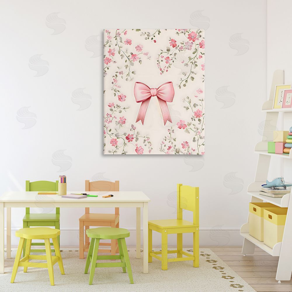 Arlington Prints Girly Ribbon Bow Stretched Canvas Wall Art in Room