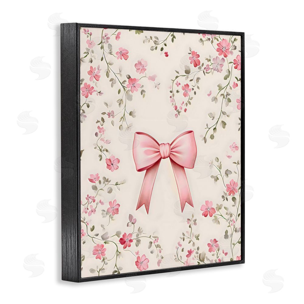 Arlington Prints Girly Ribbon Bow Blacked Framed Giclee Wall Art Print