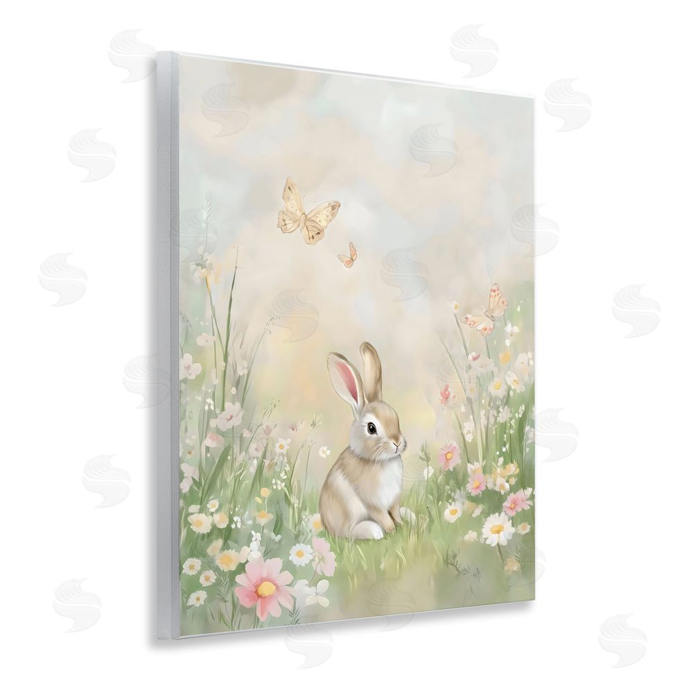 Arlington Prints Nursery Bunny in Meadow Wall Plaque Art Print