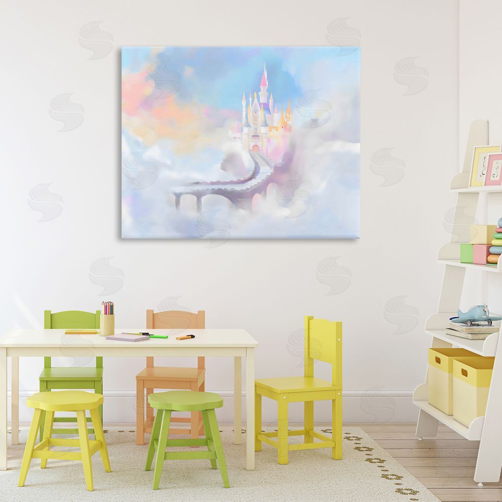 Arlington Prints Enchanted Bridge To Castle Stretched Canvas Wall Art in Room
