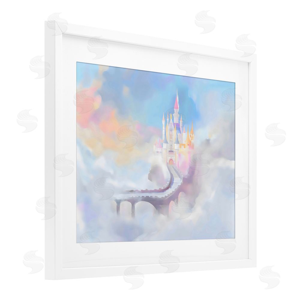 Arlington Prints Enchanted Bridge To Castle White Framed Print Under Glass Wall Art