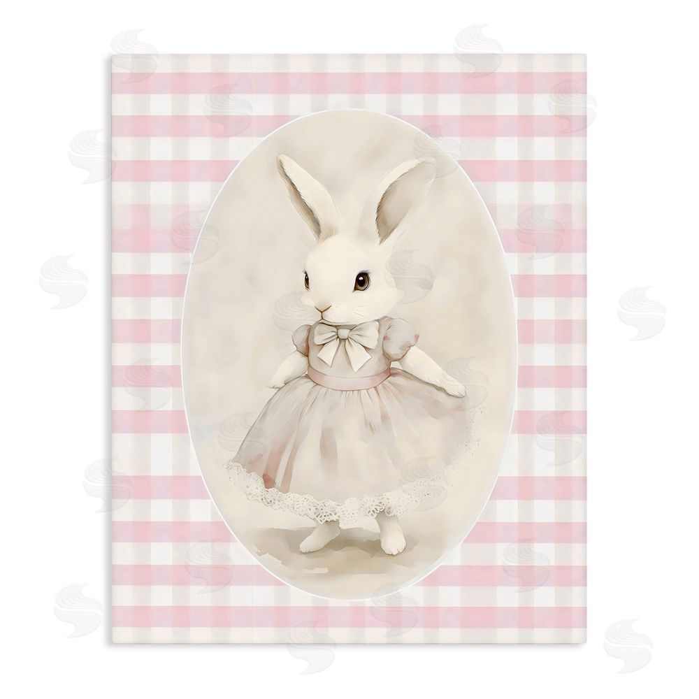 Arlington Prints Sweet Pink Girl Bunny Stretched Canvas Wall Art Print