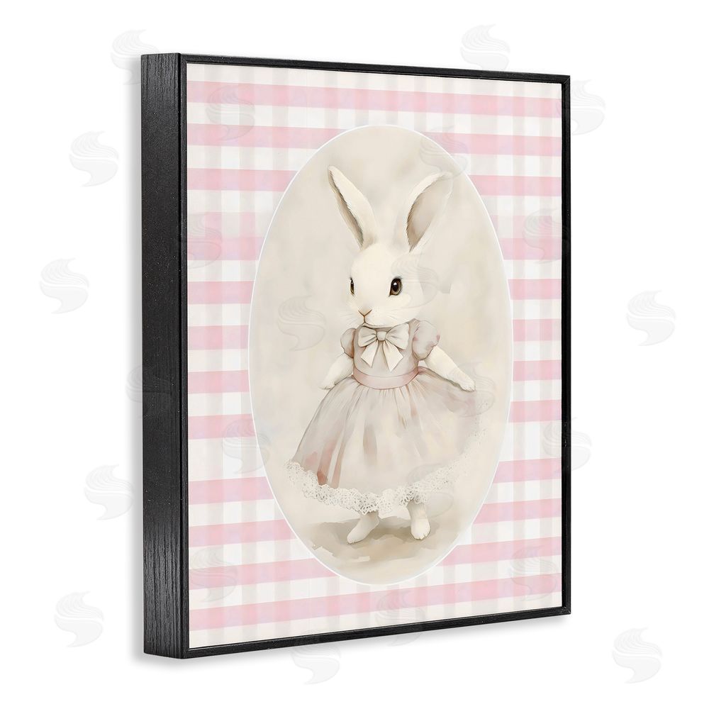 Arlington Prints Sweet Pink Girl Bunny Black Framed Giclee Wall Art Print