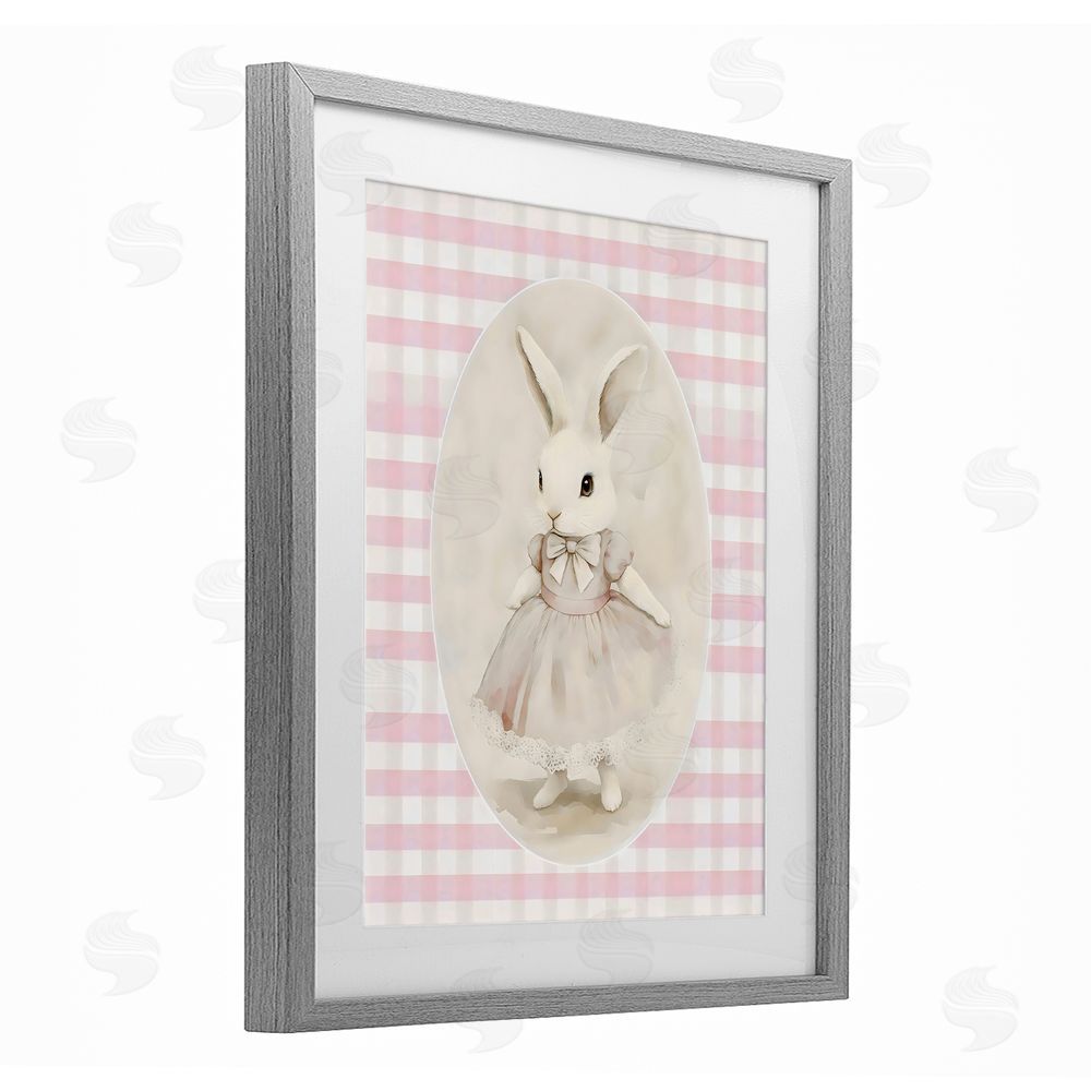 Arlington Prints Sweet Pink Girl Bunny Gray Framed Print Under Glass Wall Art