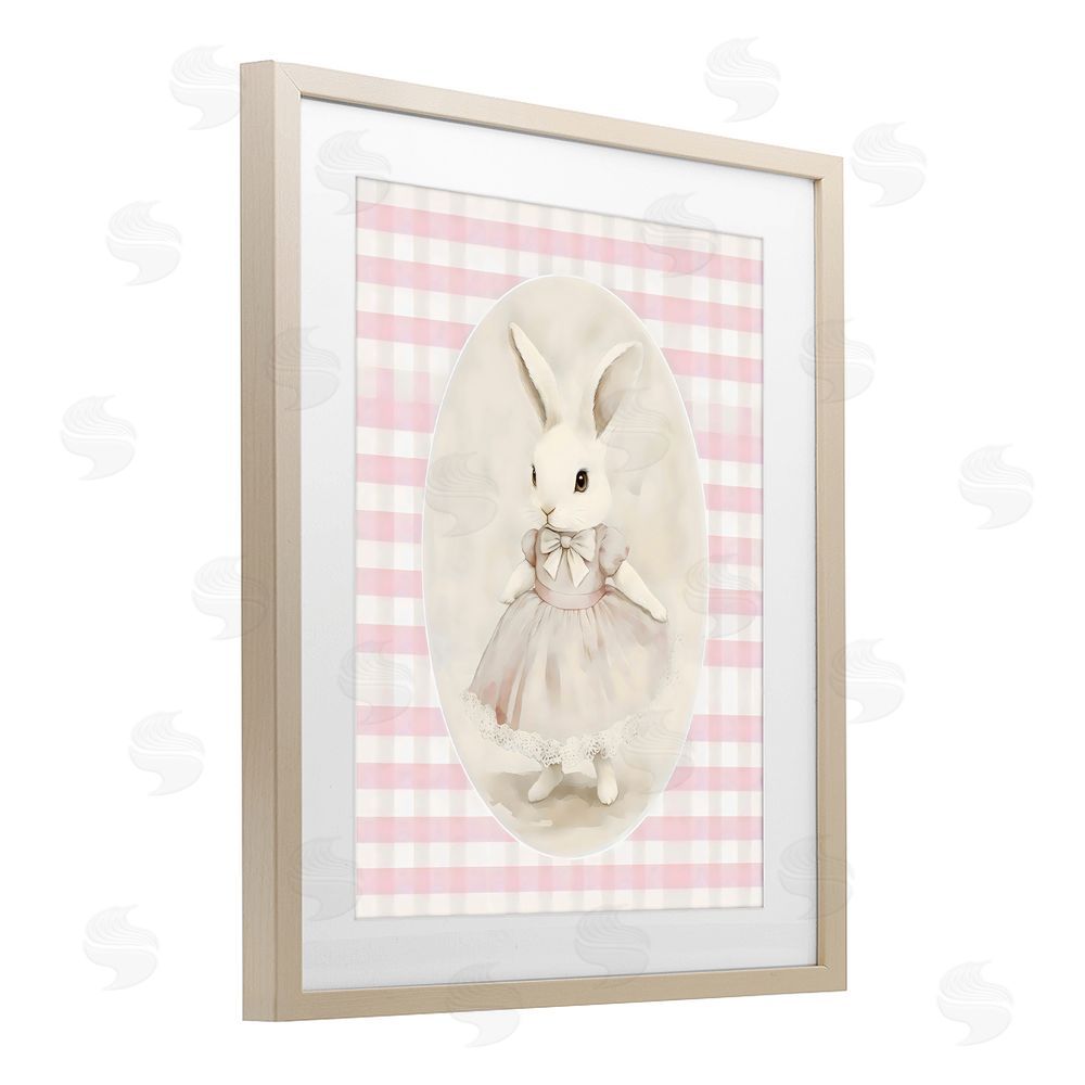 Arlington Prints Sweet Pink Girl Bunny Brown Framed Print Under Glass Wall Art