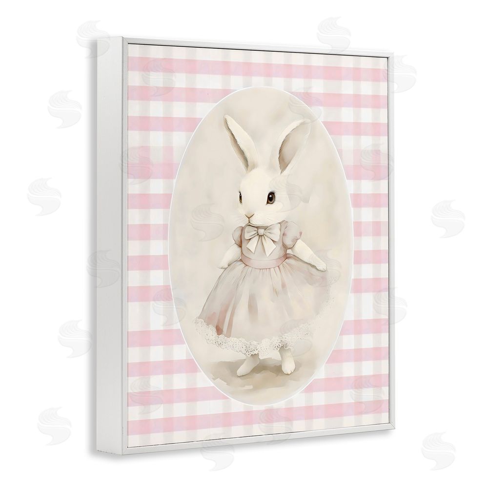 Arlington Prints Sweet Pink Girl Bunny White Framed Giclee Wall Art Print