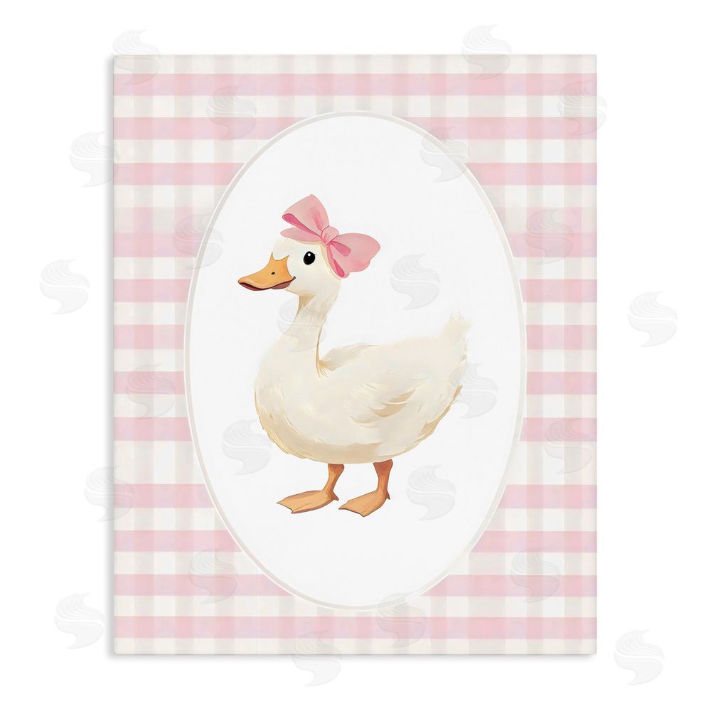 Arlington Prints Pink Gingham Duckling Stretched Canvas Wall Art