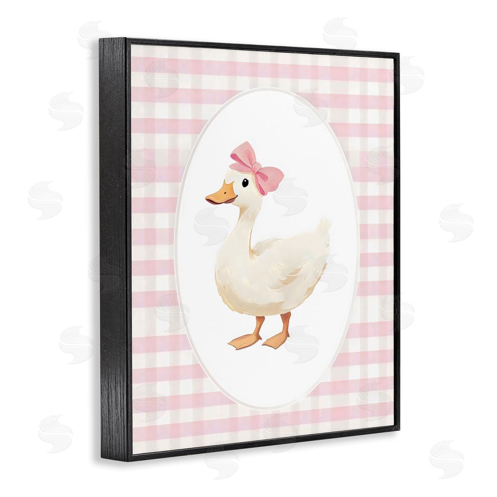 Arlington Prints Pink Gingham Duckling Black Framed Giclee Wall Art