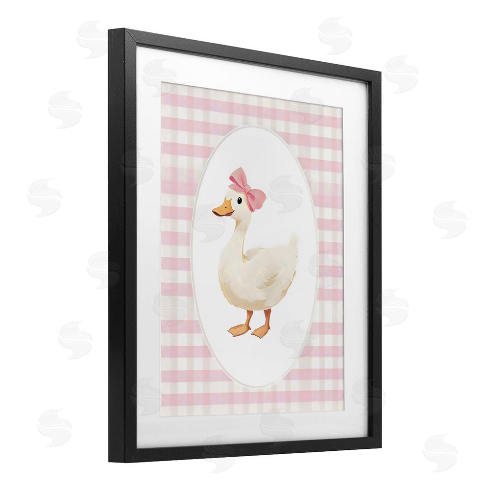 Arlington Prints Pink Gingham Duckling Black Framed Print Under Glass Wall Art