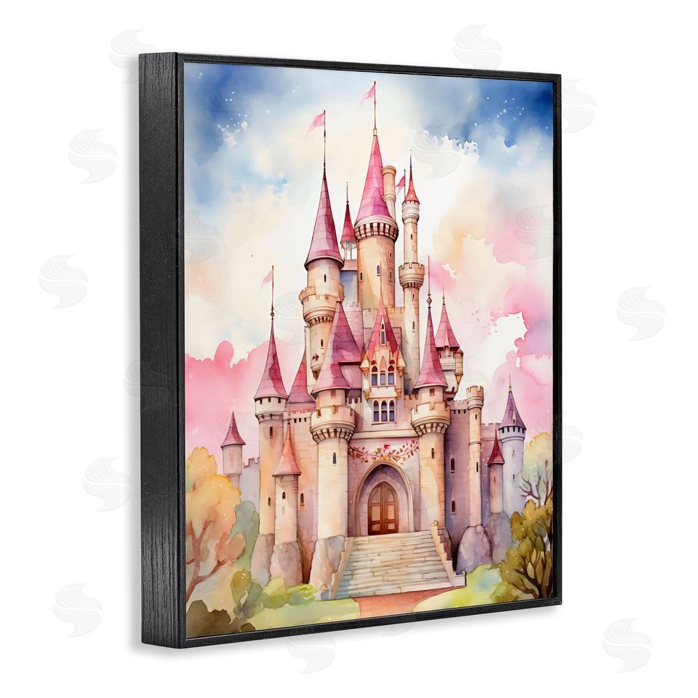 Creative Studio Princess Castle Watercolor Portrait Black Framed Giclee Wall Art