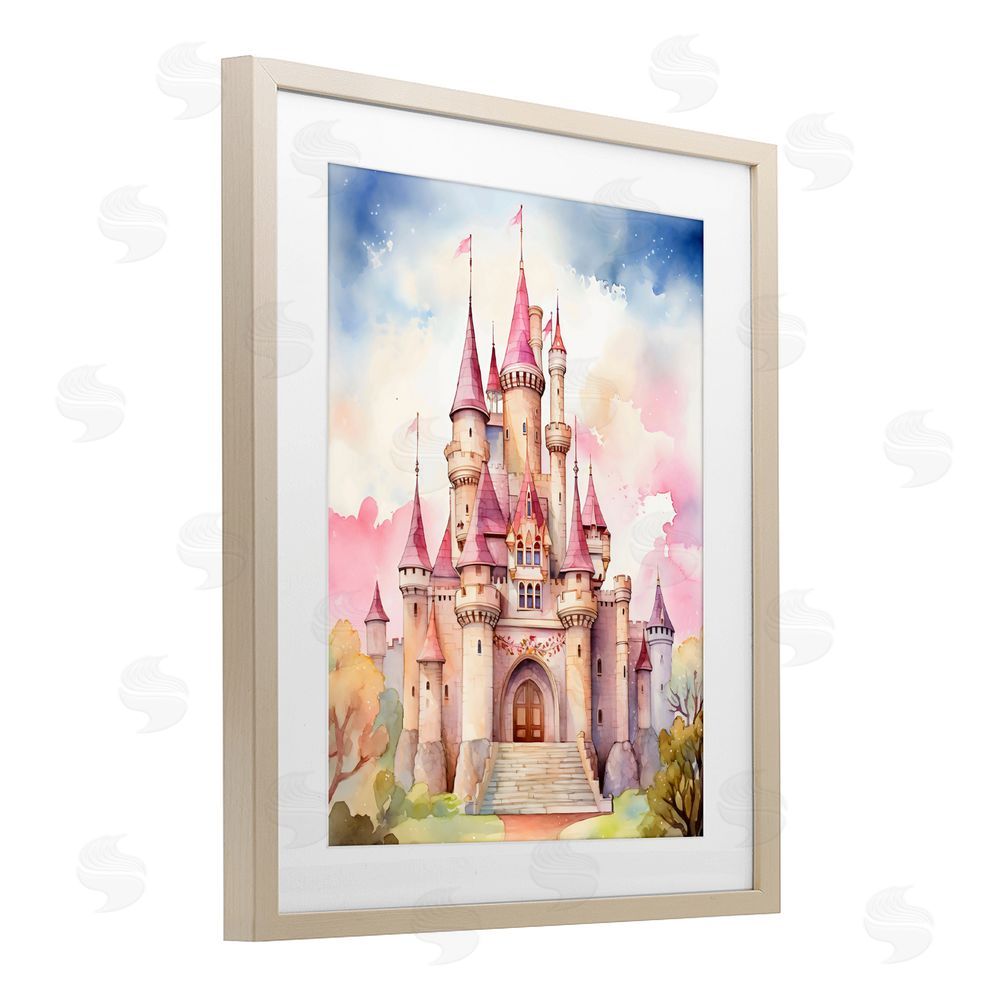 Creative Studio Princess Castle Watercolor Portrait Brown Framed Print Under Glass Wall Art