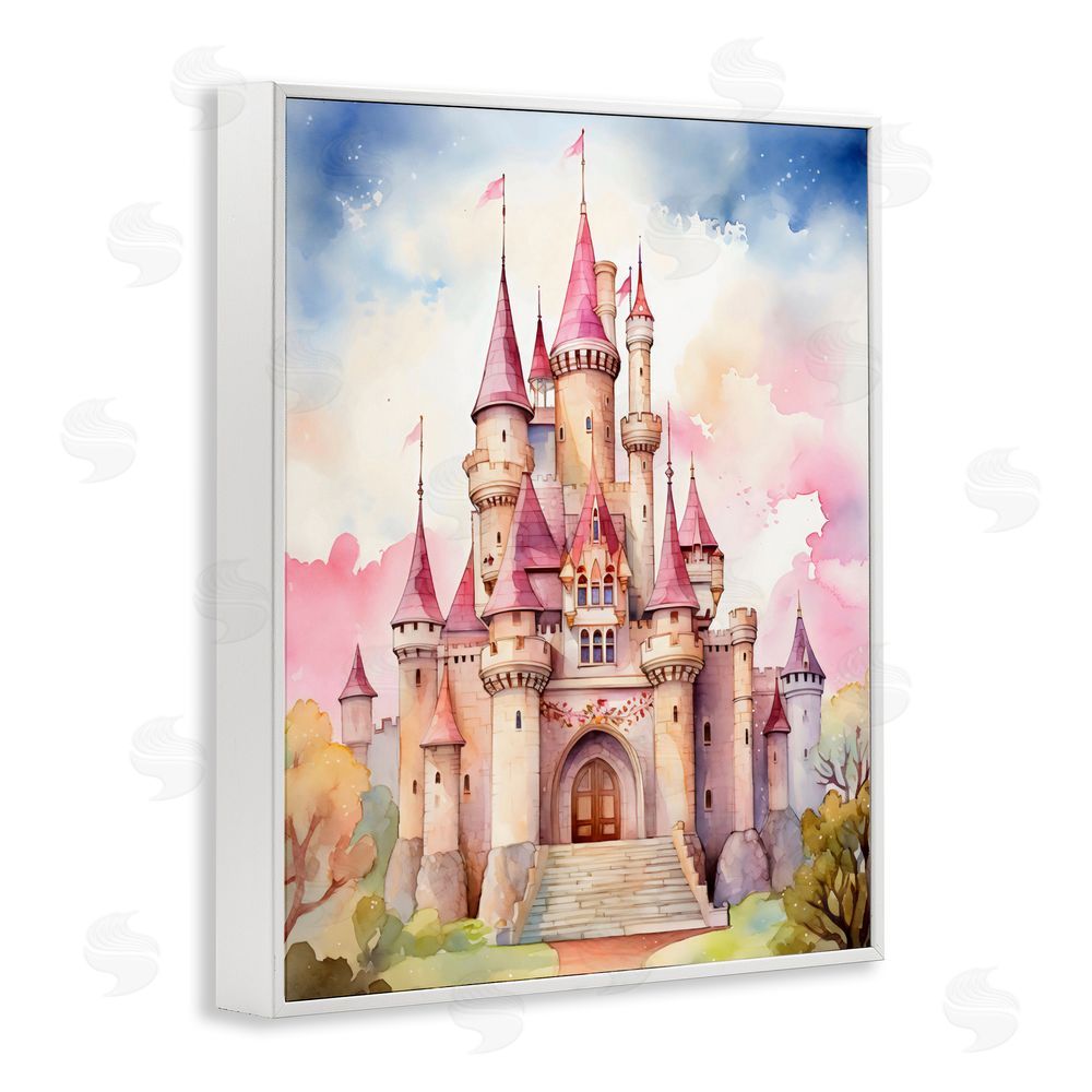 Creative Studio Princess Castle Watercolor Portrait White Framed Giclee Wall Art