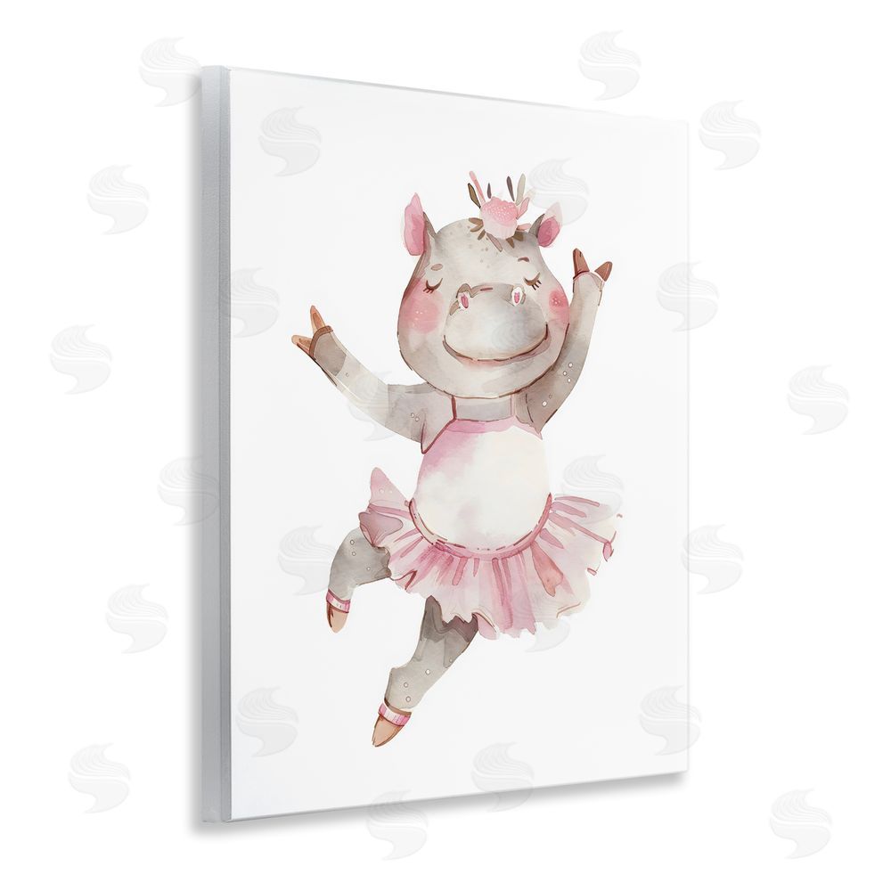 LSR Design Studio Ballerina Hippo in Tutu Wall Plaque Art Print with White Foil Wrap