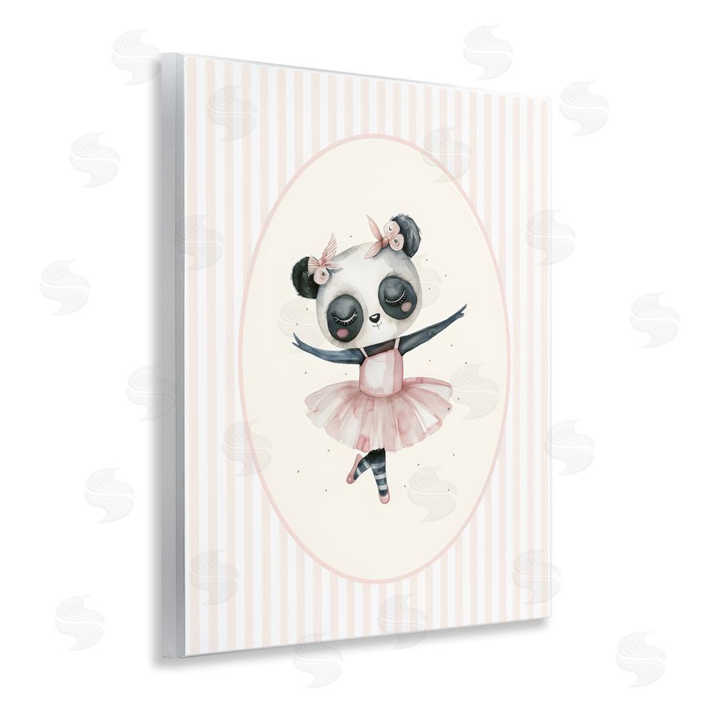 LSR Design Studio Nursery Ballerina Panda Striped Wall Plaque Home Decor Art Print