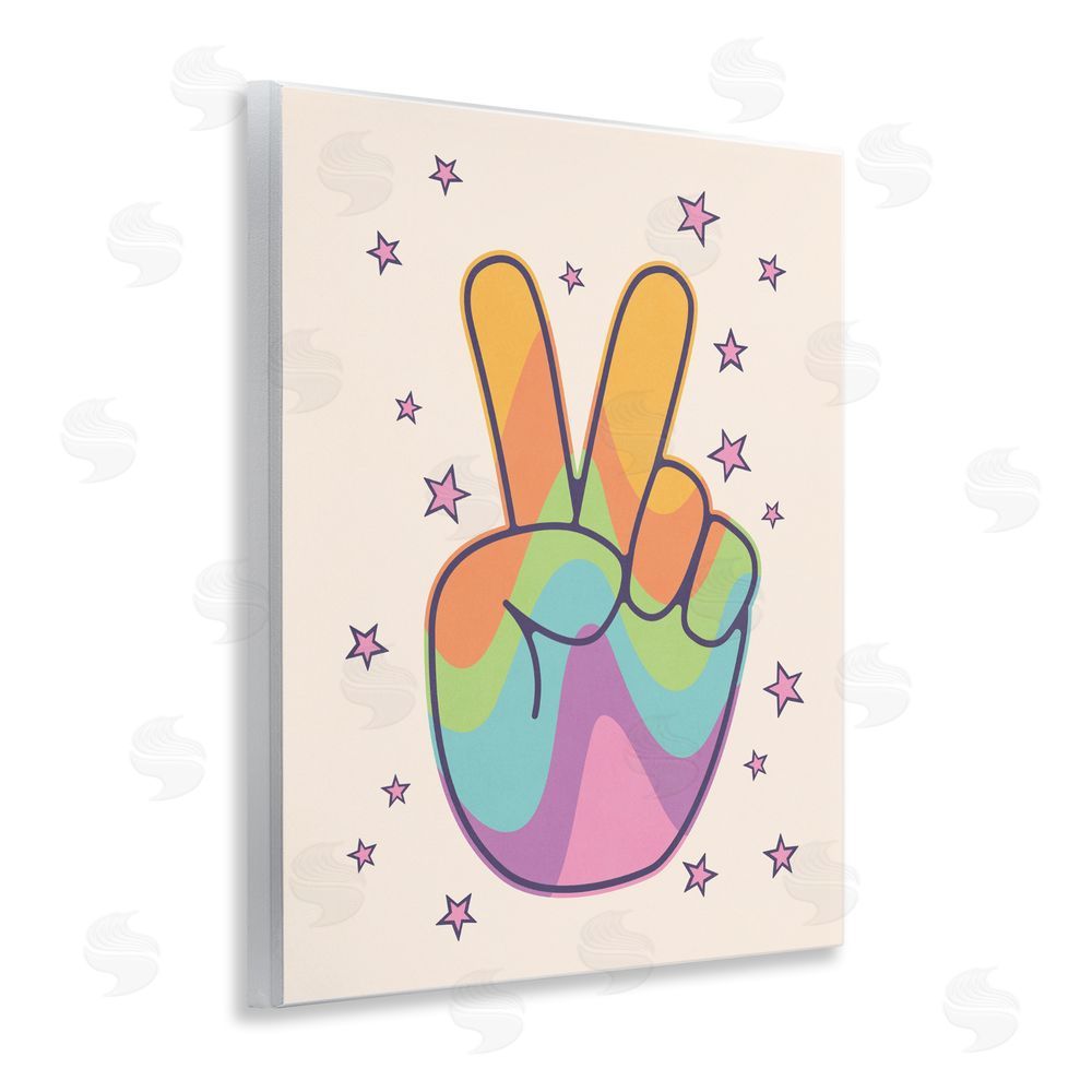LSR Design Studio Peace Sign Retro Rainbow Wall Plaque Home Decor Art Print