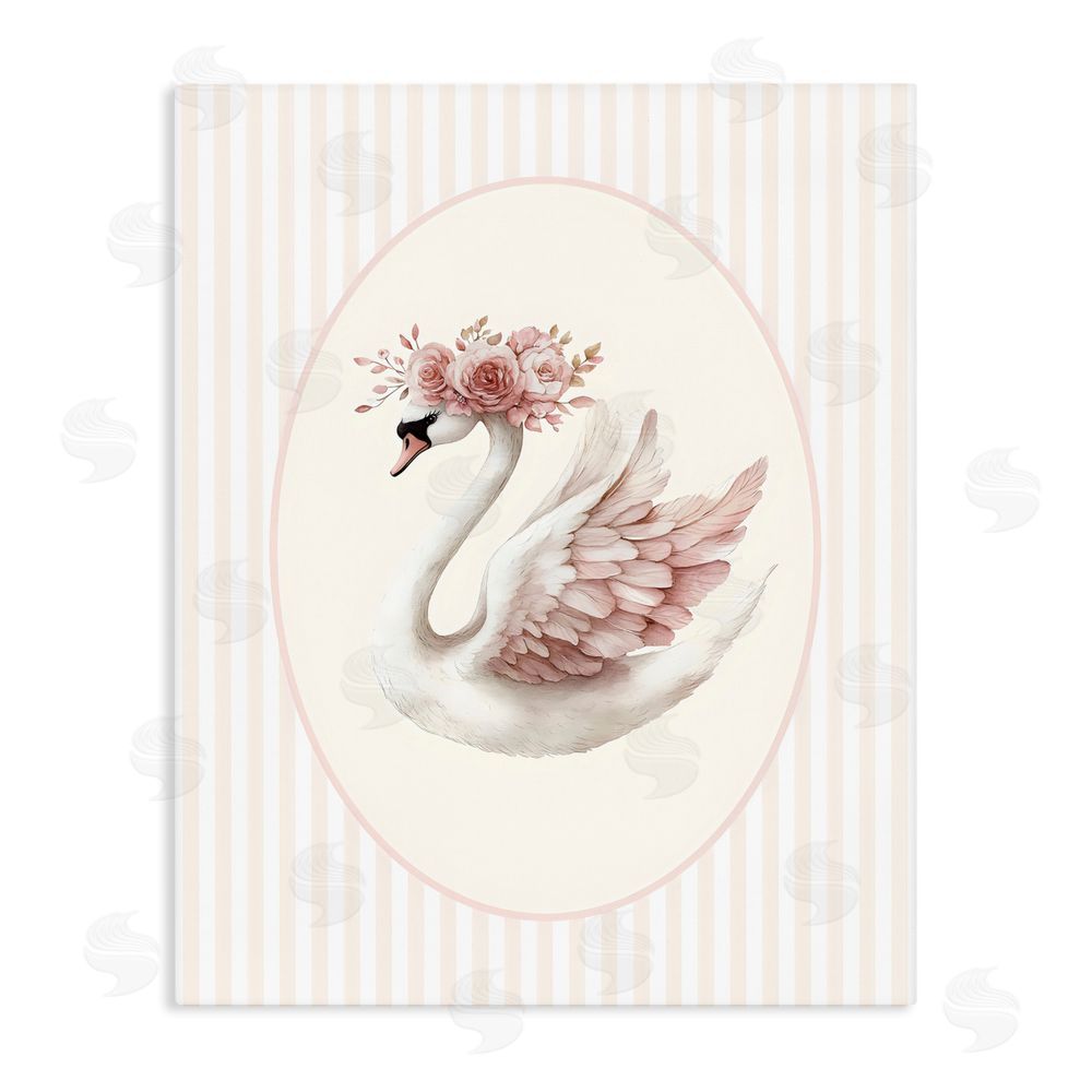 LSR Design Studio Nursery Ballerina Swan Striped Stretched Canvas Wall Art