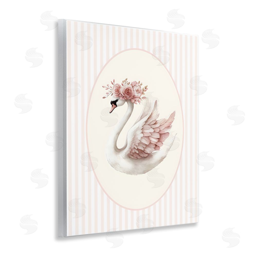 LSR Design Studio Nursery Ballerina Swan Striped Wall Plaque Home Decor Art Print