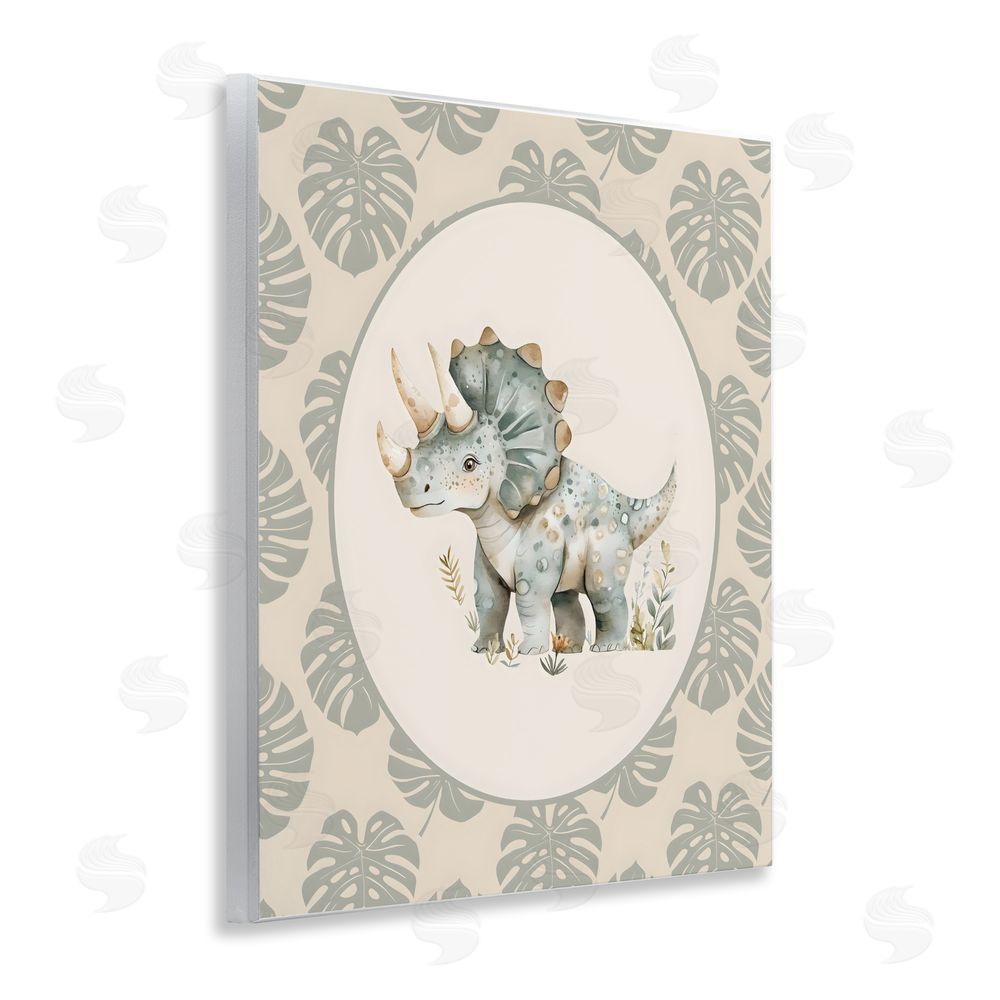 LSR Design Studio Watercolor Dinosaur Tropical Border Wall Plaque Printed Art