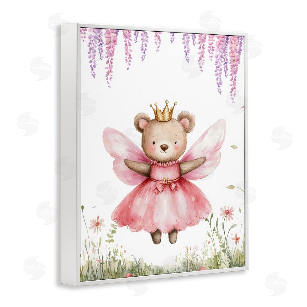 LSR Design Studio Woodland Bear Forest Fairy White Framed Giclee Wall Art Print